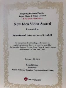 new video award by jnto