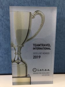 Award for Excellence for teamtravel international from i.s.t.a.a. 2019